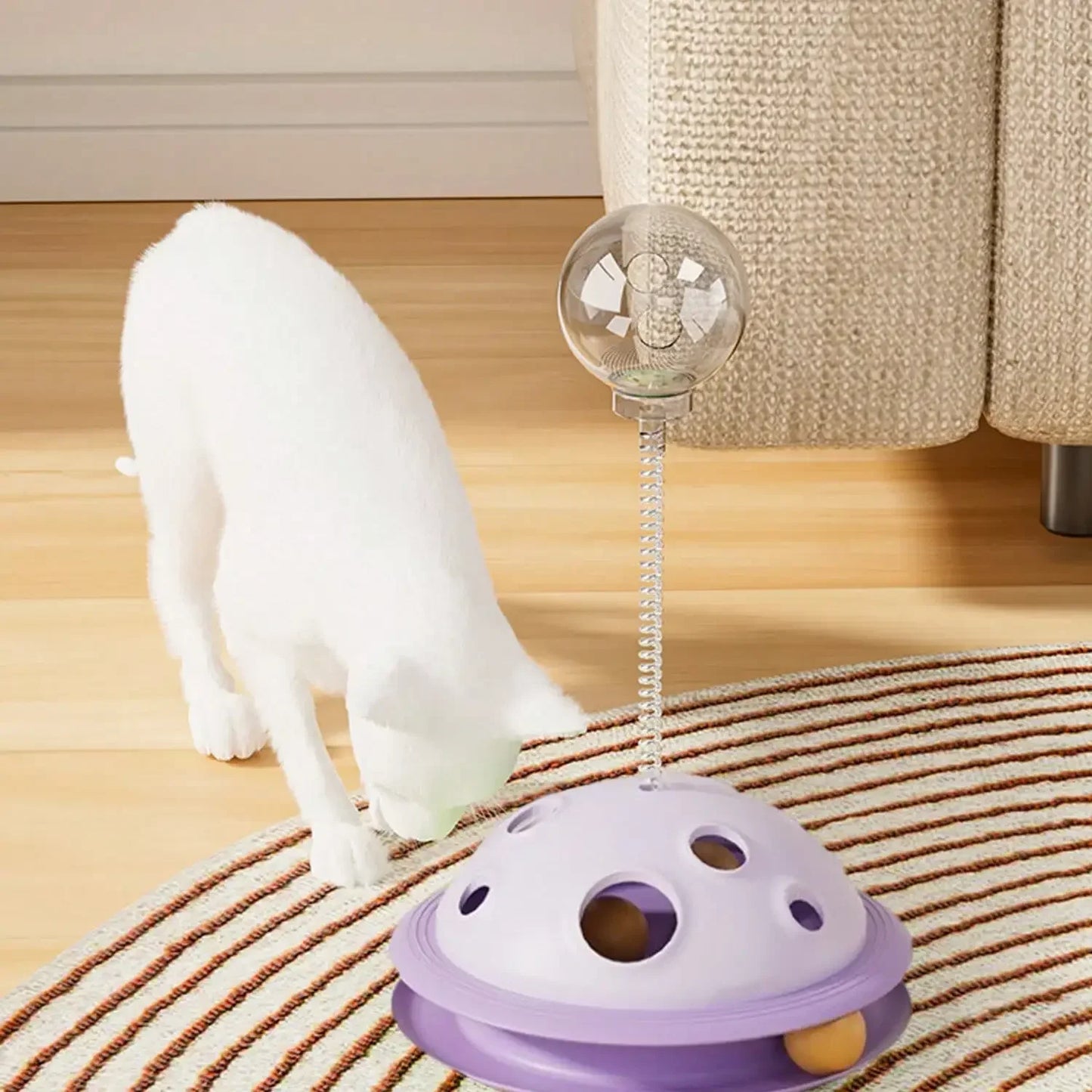 Interactive Rotating Treat Dispenser Puzzle Toy For Cats Dogs
