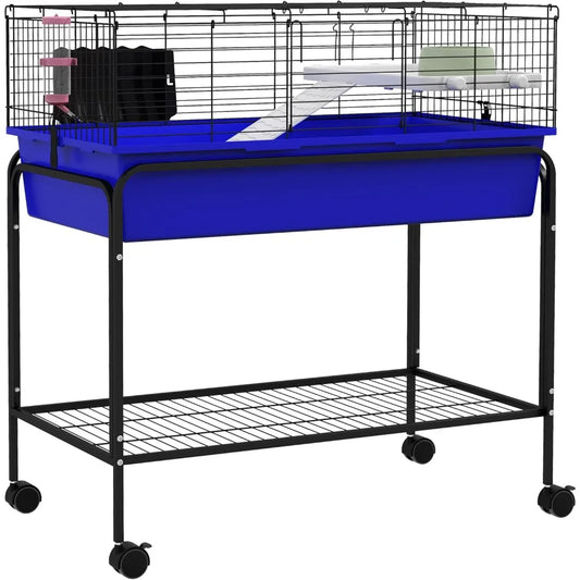 Two-Story Small Animal Cage With Removable Stand and Wheels