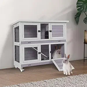 Folding Rabbit Hutch Indoor Outdoor Easy Setup Bunny Cage