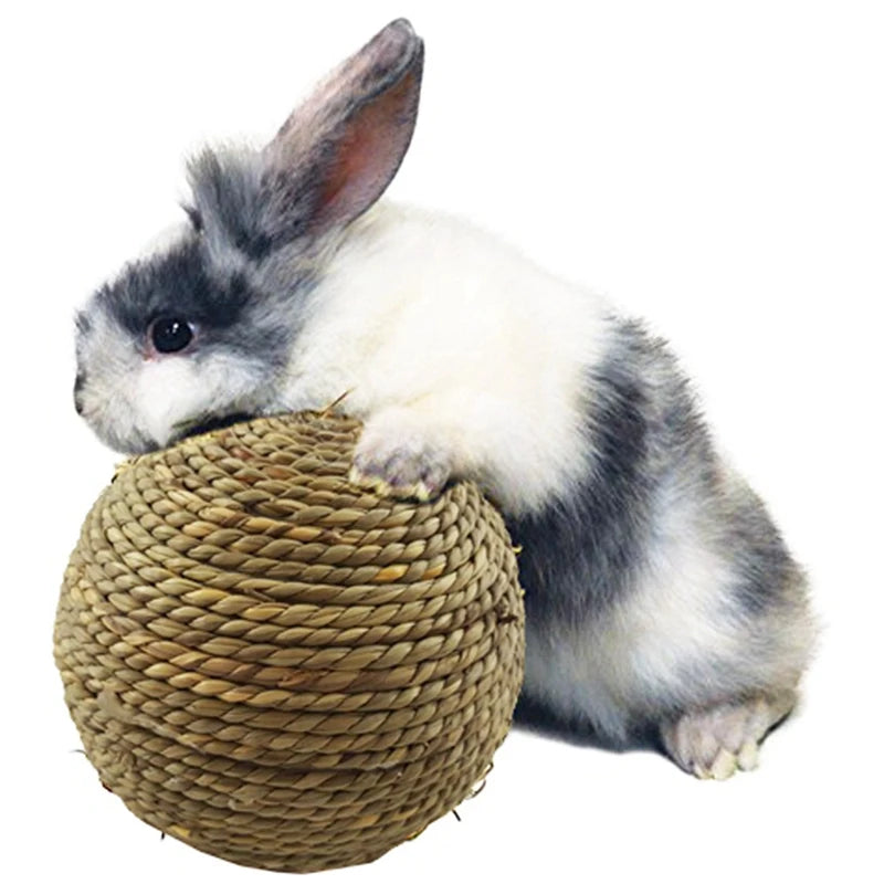 Natural Grass Ball Chew Toys for Small Pets and Rabbits