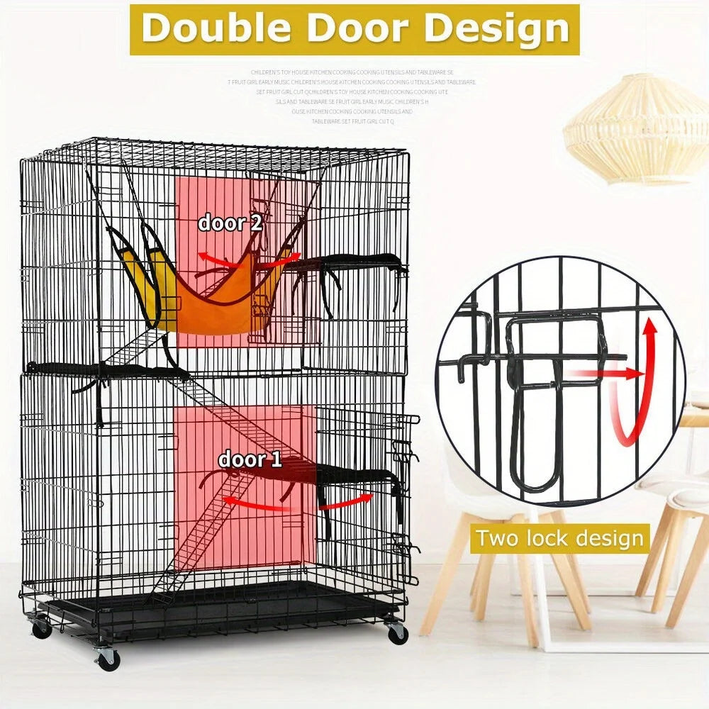 4-Tier Cat Cage Playpen with Free Hammock for Cats