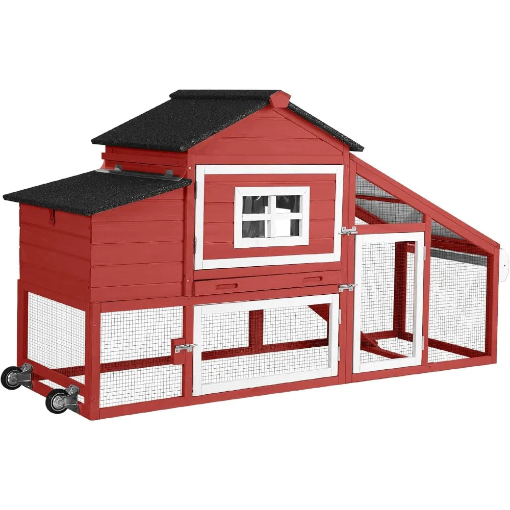 Mobile Outdoor Rabbit Hutch With Run And UV Protective Roof