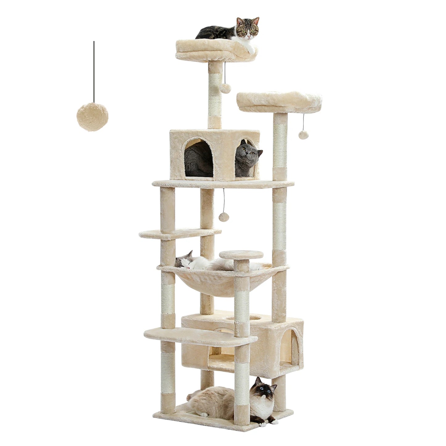 Large Indoor Cat Tree Tower With Scratching Posts And Hammock