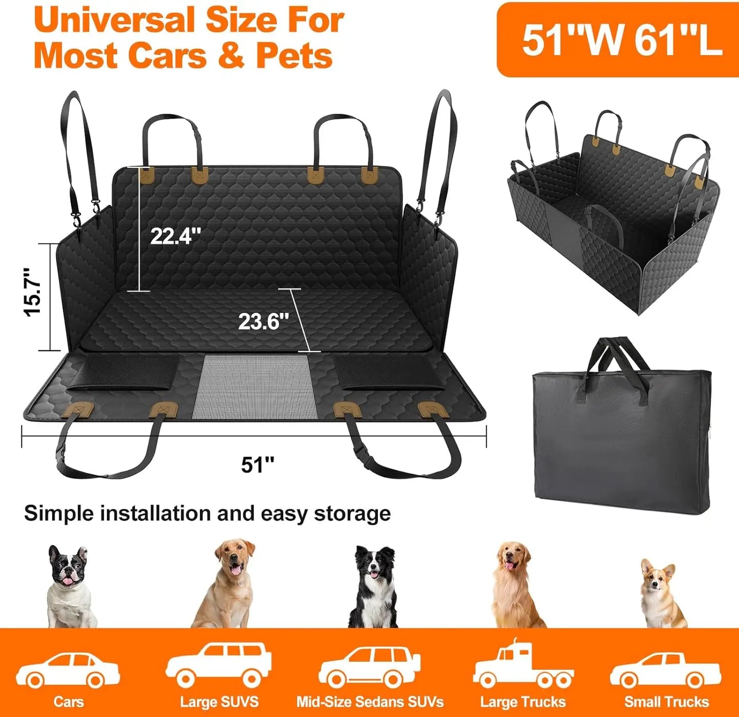 Waterproof Dog Car Seat Cover and Safety Hammock Protector