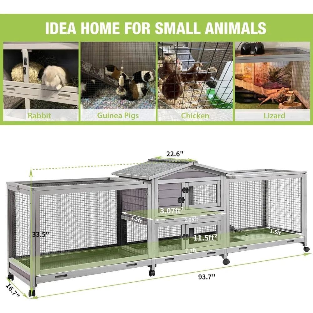 Large Rabbit Hutch and Guinea Pig Cage with Removable Trays