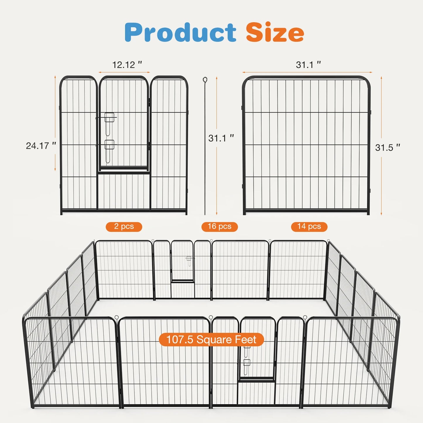 Sturdy Metal Dog Playpen for Indoor and Outdoor Use