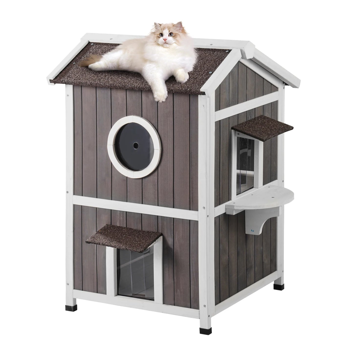 Outdoor Weatherproof Cat House Shelter for Multiple Cats