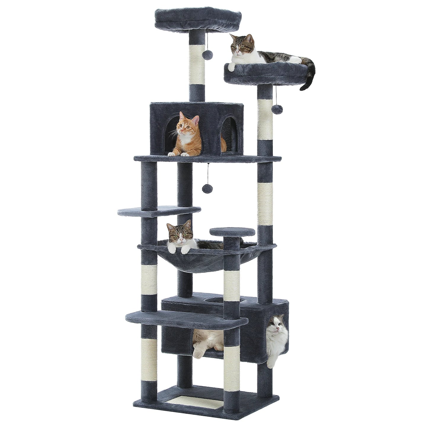 Large Indoor Cat Tree Tower With Scratching Posts And Hammock