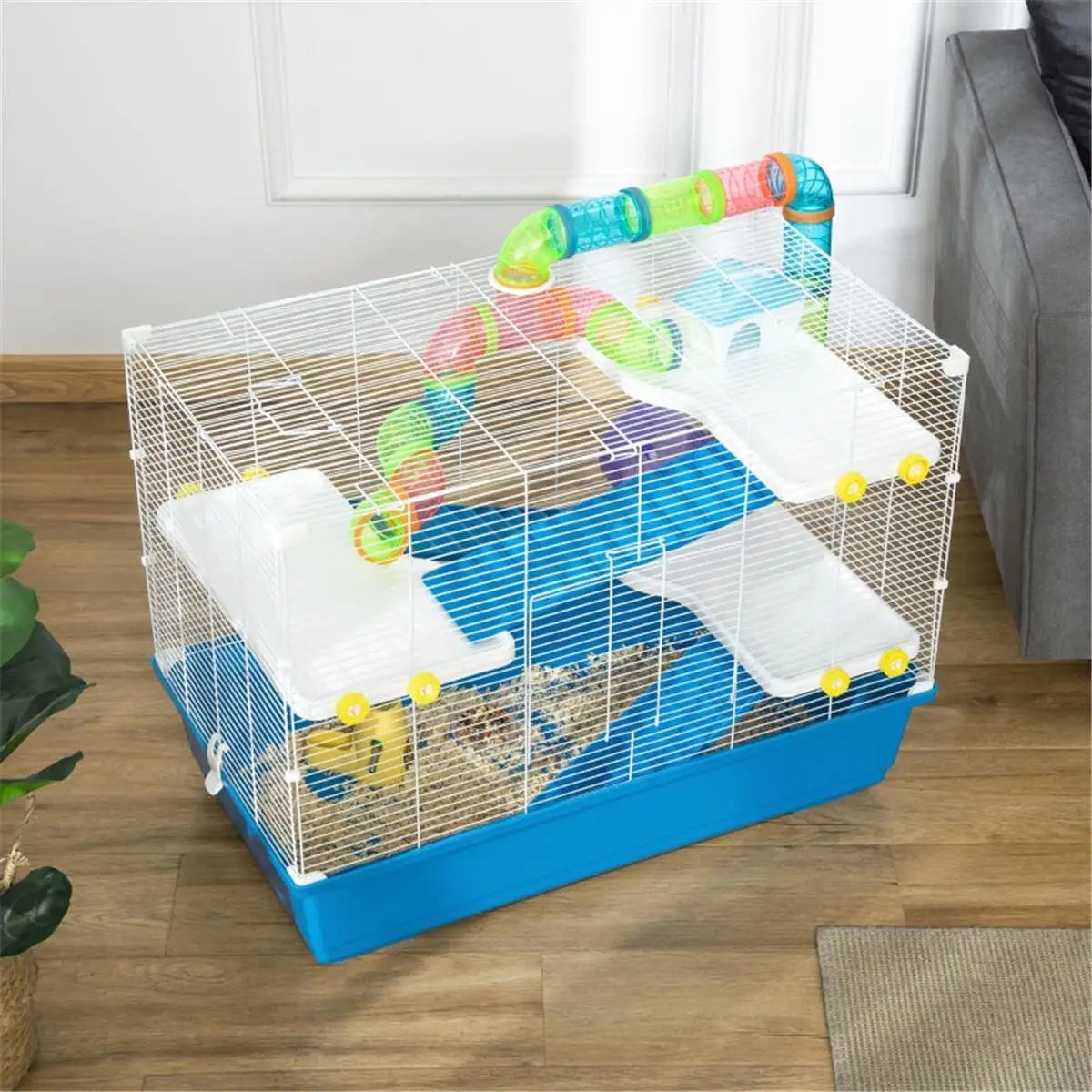 Spacious Multi-Tier Hamster Cage with Easy Carry Handles