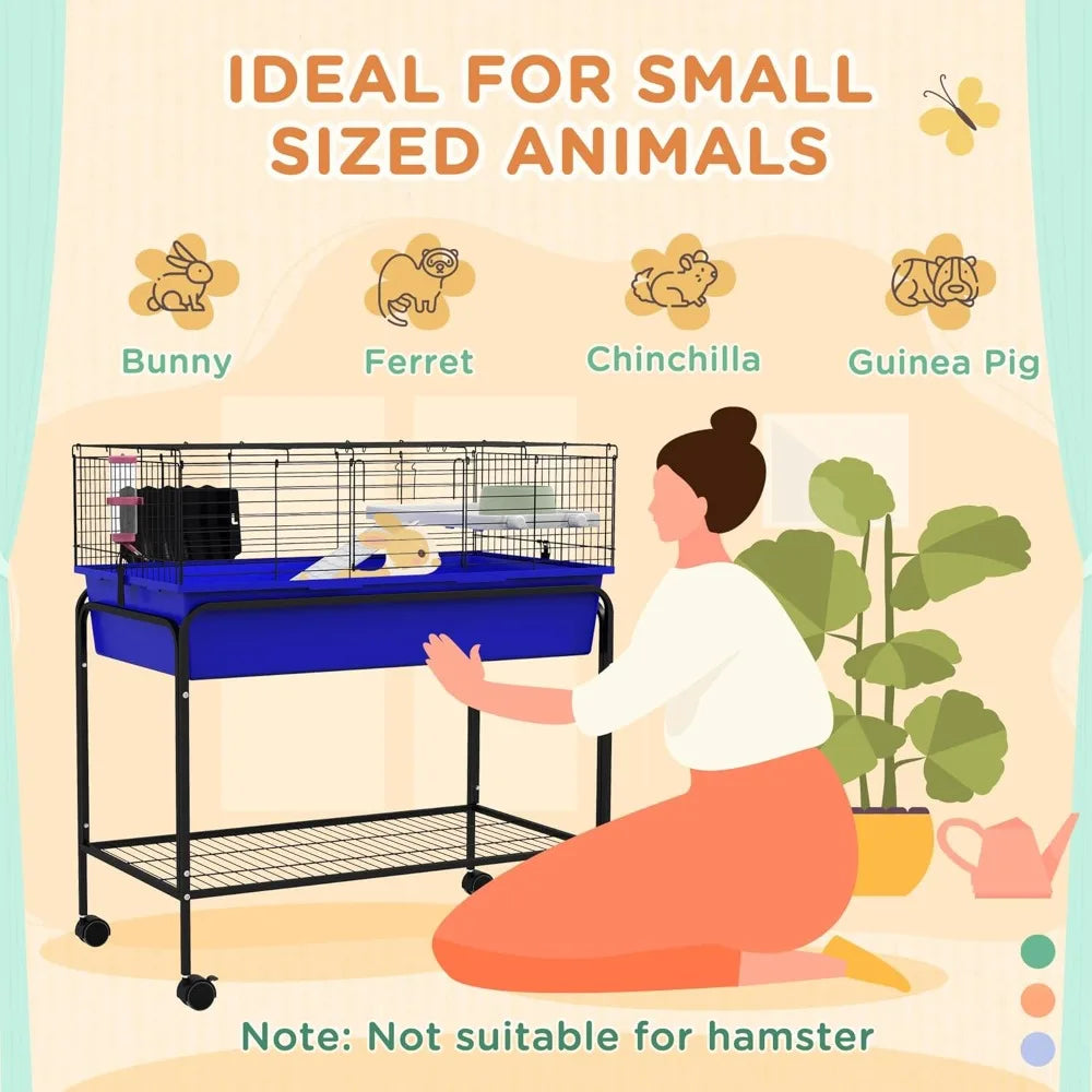Two-Story Small Animal Cage With Removable Stand and Wheels