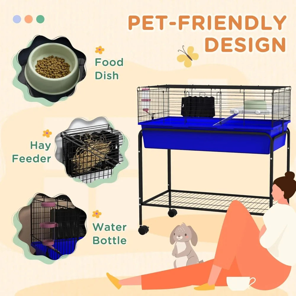 Two-Story Small Animal Cage With Removable Stand and Wheels
