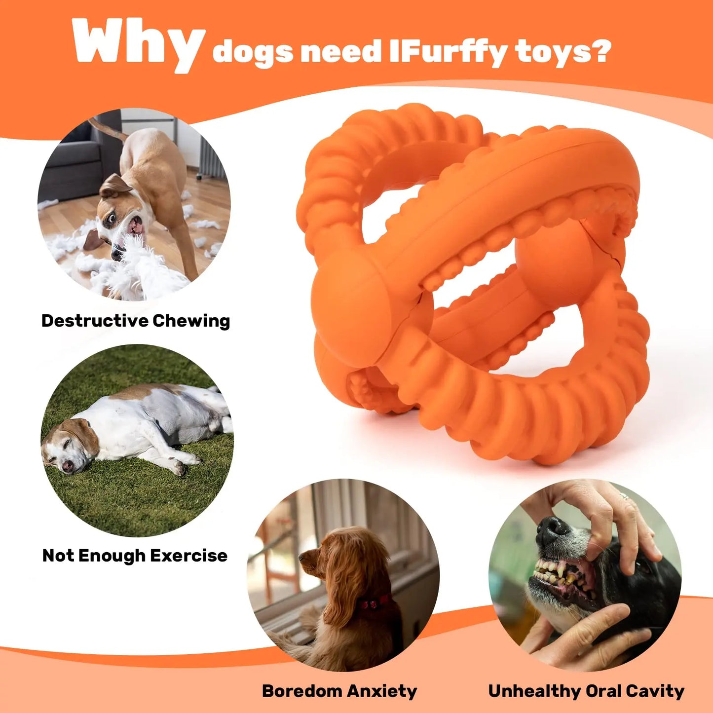 Interactive Tug of War Dog Toy with Detachable Rings
