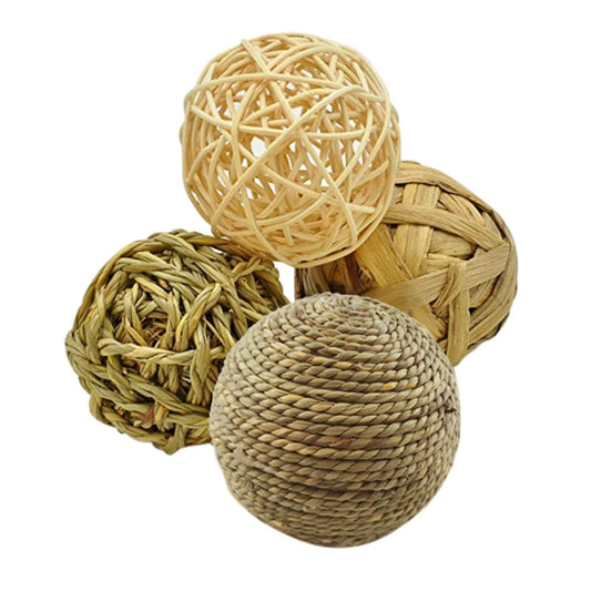 Natural Grass Ball Chew Toys for Small Pets and Rabbits