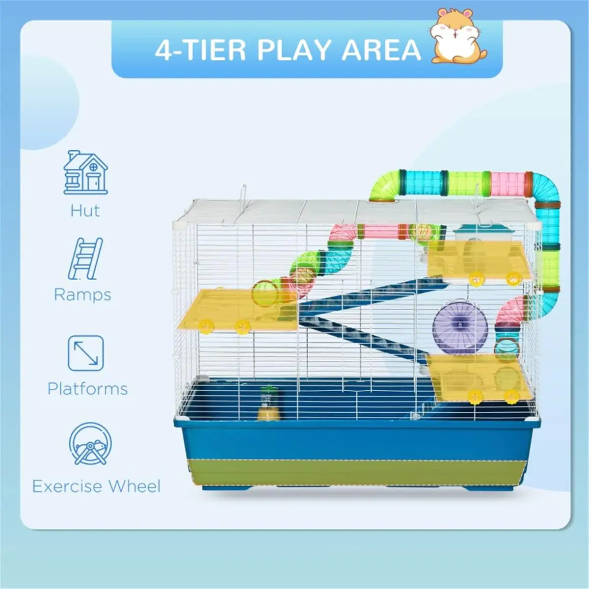 Spacious Multi-Tier Hamster Cage with Easy Carry Handles