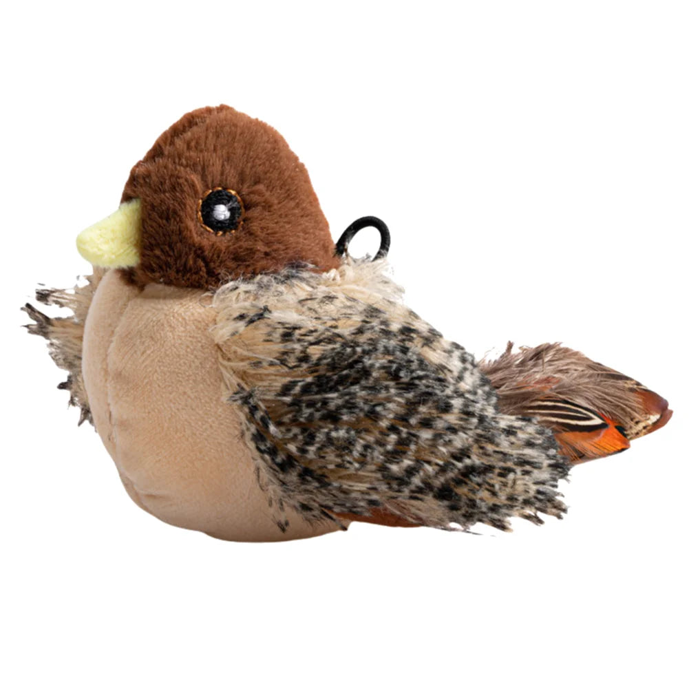 Interactive Flapping Bird Cat Toy Electric Squeaky Chirping Plush