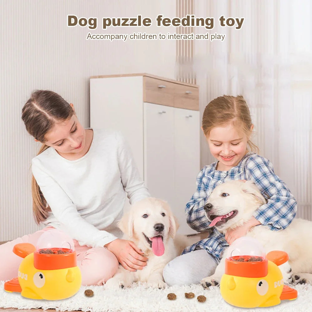Yellow Duck Automatic Dog Feeder Puzzle Toy for Intelligent Training