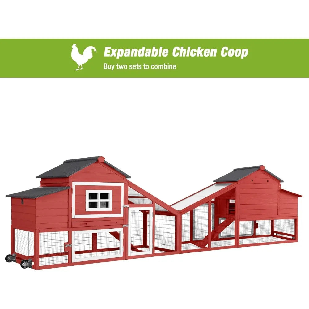 Mobile Outdoor Rabbit Hutch With Run And UV Protective Roof