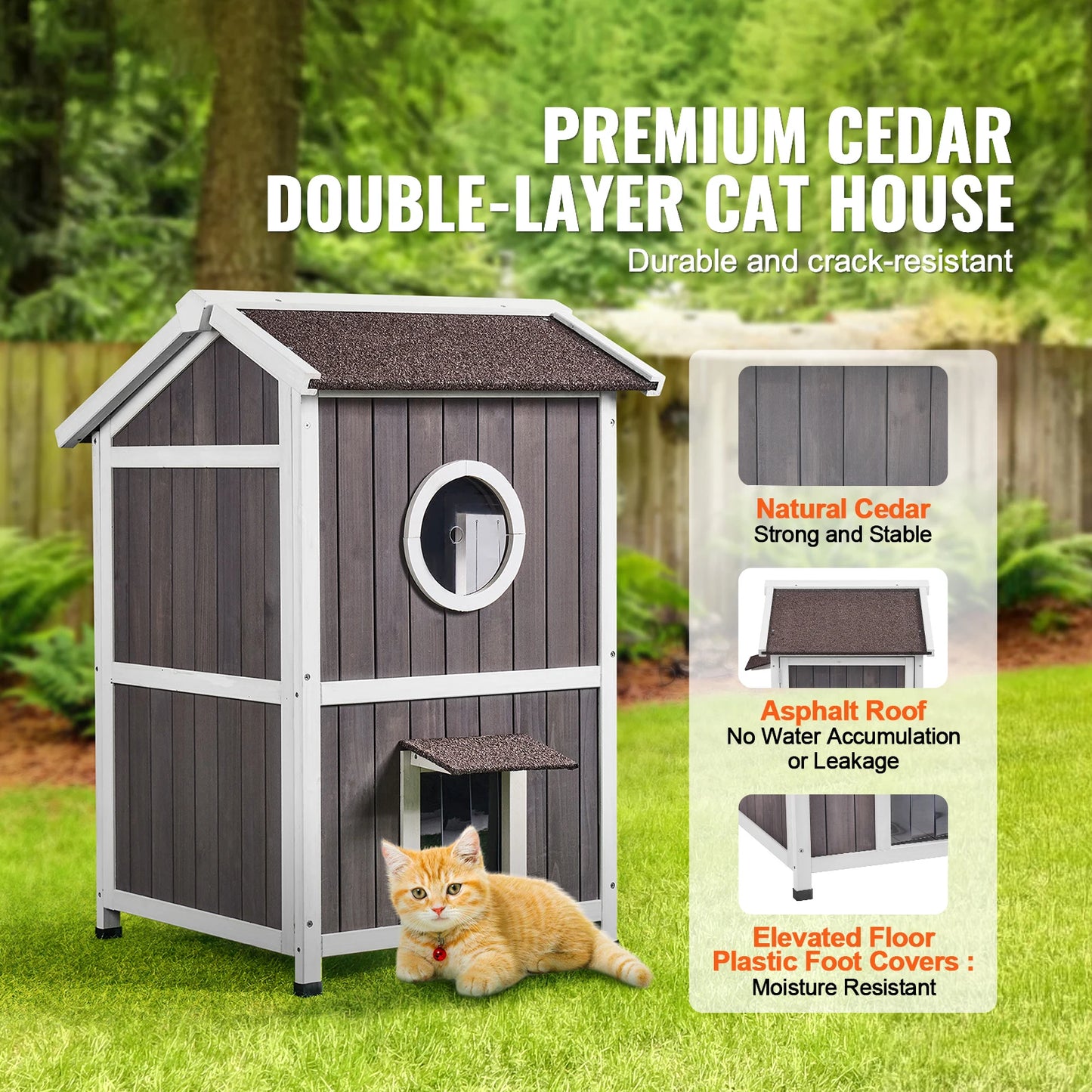 Outdoor Weatherproof Cat House Shelter for Multiple Cats