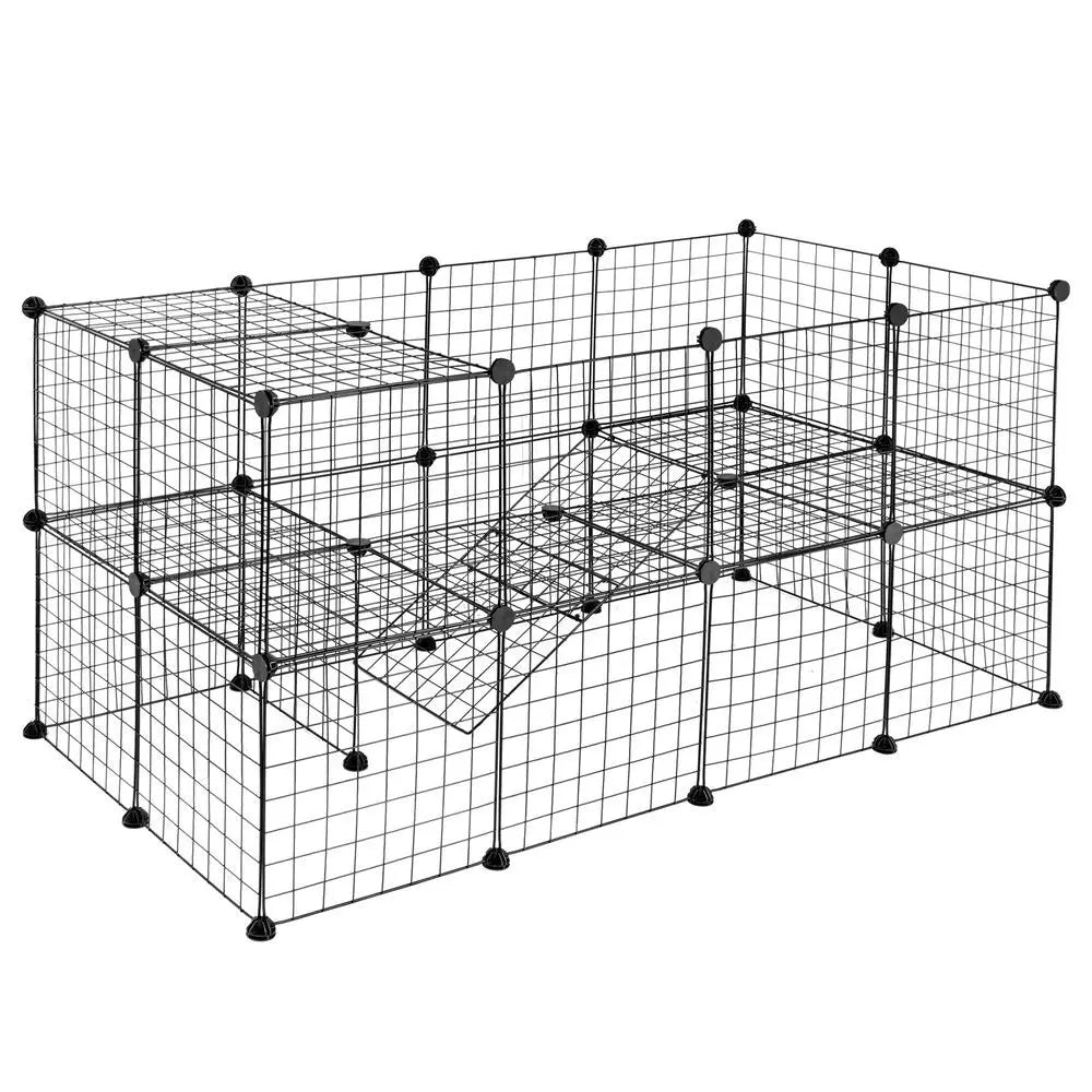 Two-Storey Pet Playpen Cage for Rabbits and Guinea Pigs