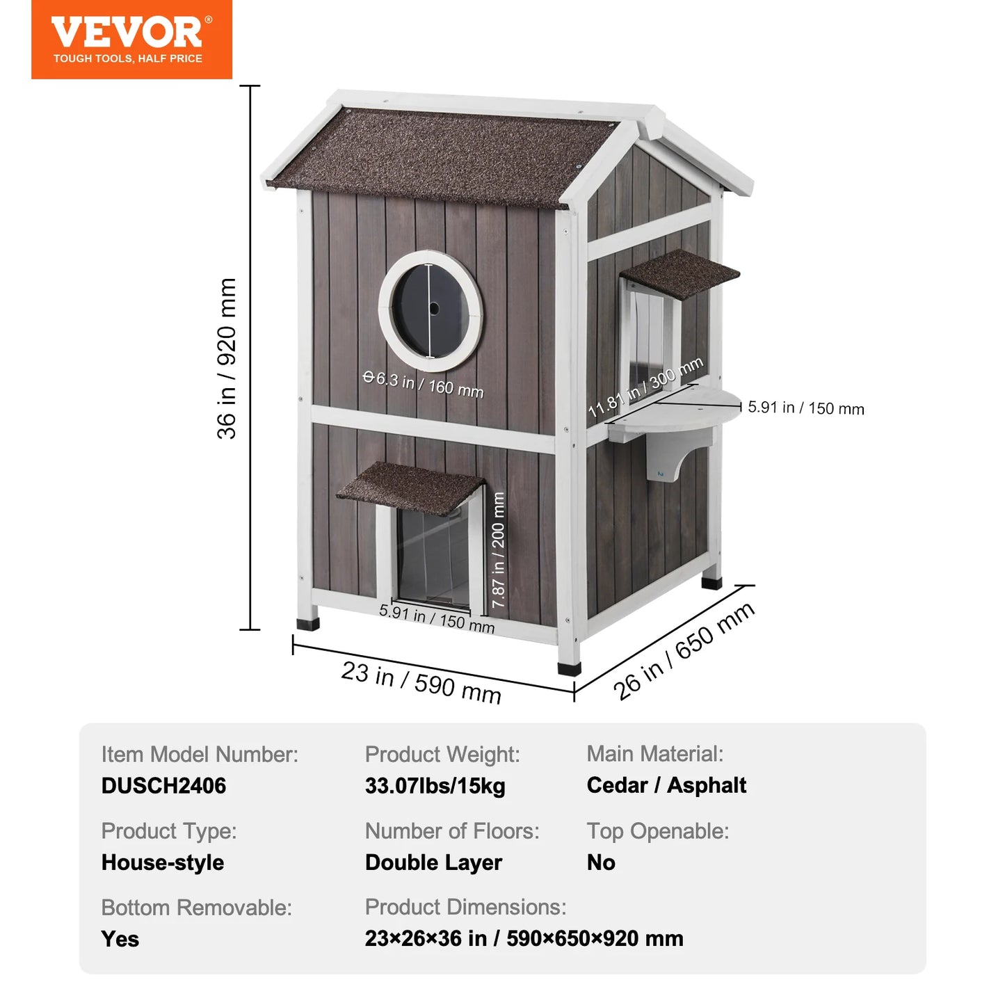 Outdoor Weatherproof Cat House Shelter for Multiple Cats