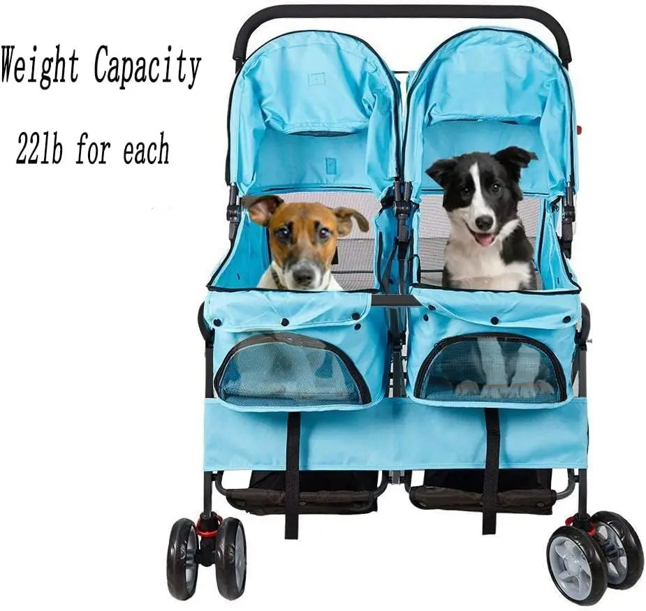 Double Pet Stroller for Two Dogs Cats Convenient Travel Solution