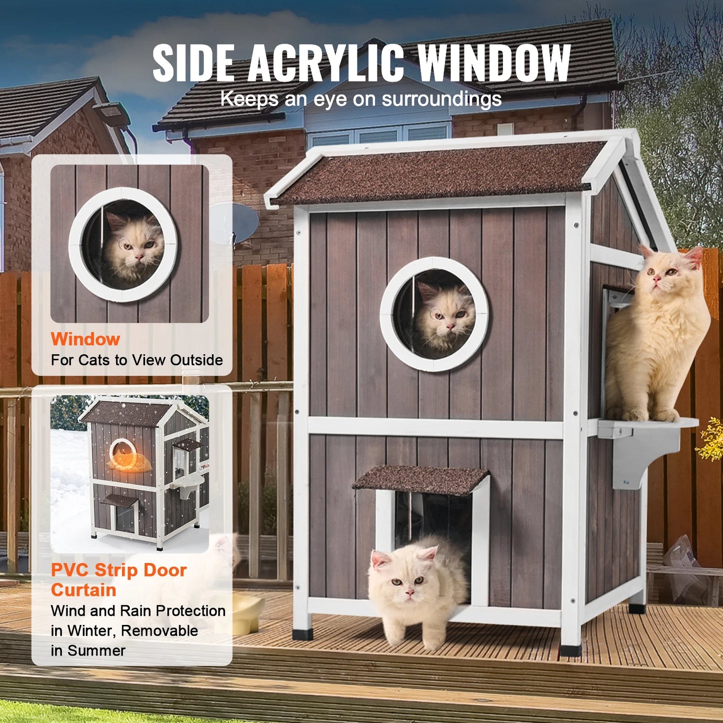 Outdoor Weatherproof Cat House Shelter for Multiple Cats
