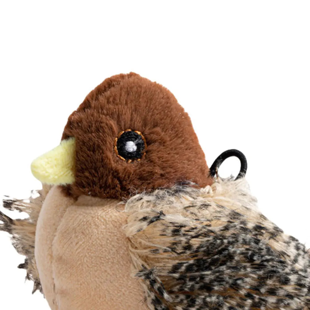 Interactive Flapping Bird Cat Toy Electric Squeaky Chirping Plush