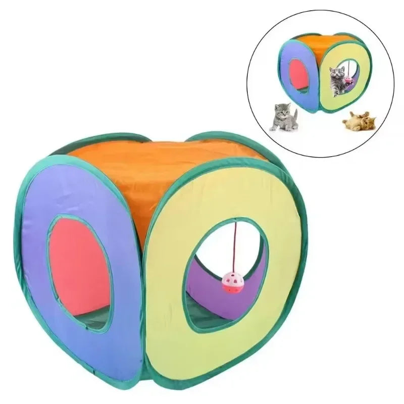 Fun Cat Tunnel Cube Tent Interactive Playhouse for Pets
