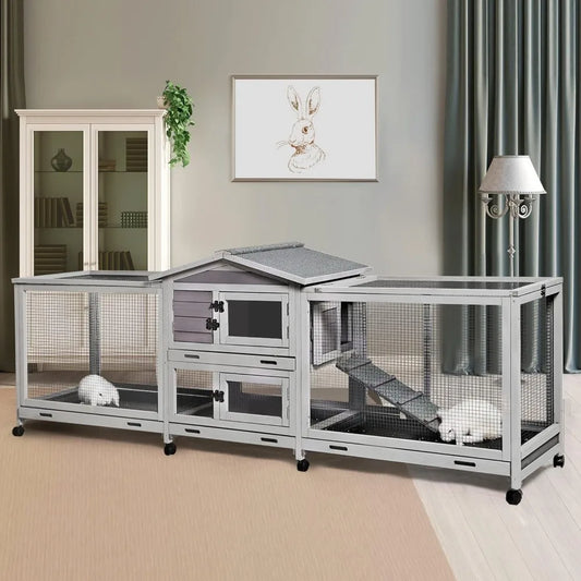 Large Rabbit Hutch and Guinea Pig Cage with Removable Trays
