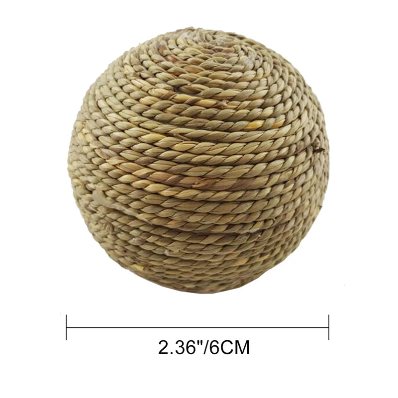 Natural Grass Ball Chew Toys for Small Pets and Rabbits
