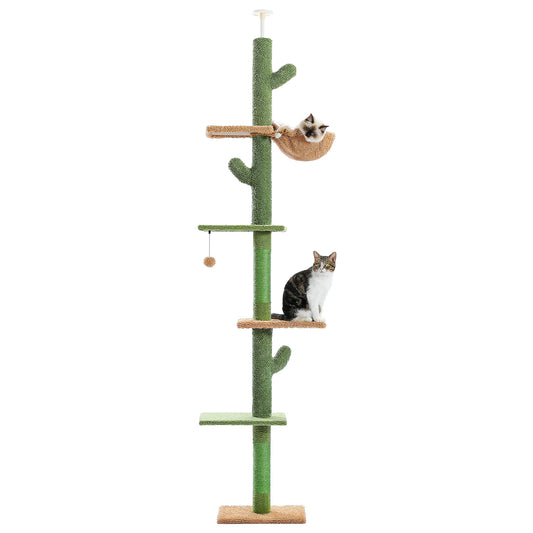Cactus Cat Tower with Scratching Post and Hammock for Cats